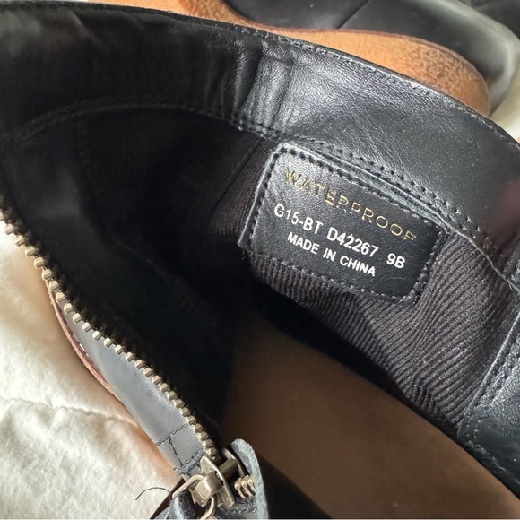 COLE HAAN Grand OS Auden Wedge Ankle Boot Sz 9B Black Leather Waterproof Zip - Picture 9 of 10